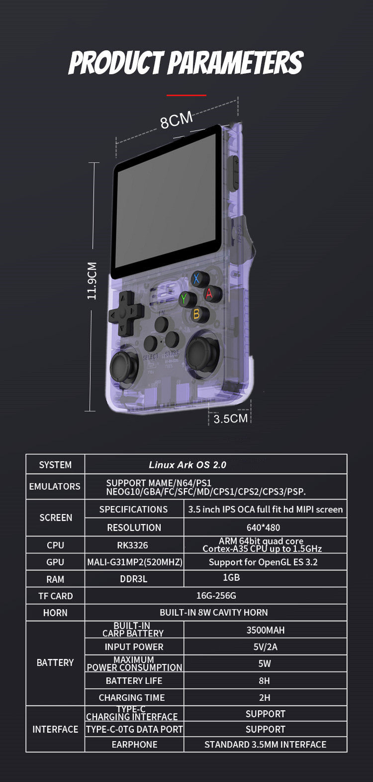 Handheld Game Console 64GB 15,000+ Games